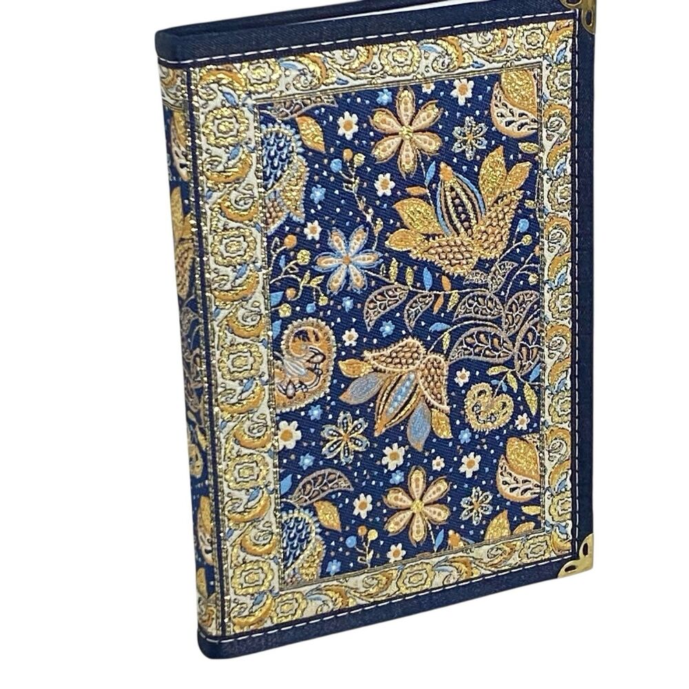 New METALLIC TAPESTRY Blue FLORAL Hardback LINED Journal Book Diary